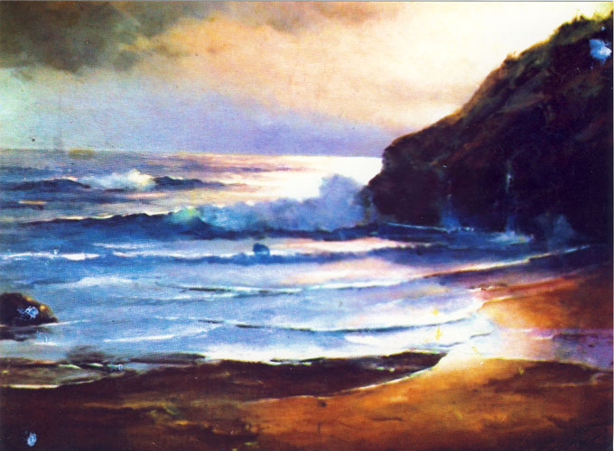 Tramonto sul mare dipinto olio su tela