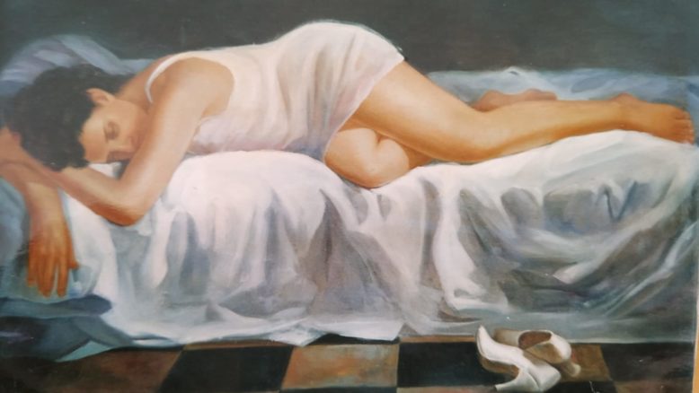 La scarpa dipinto nudo di donna